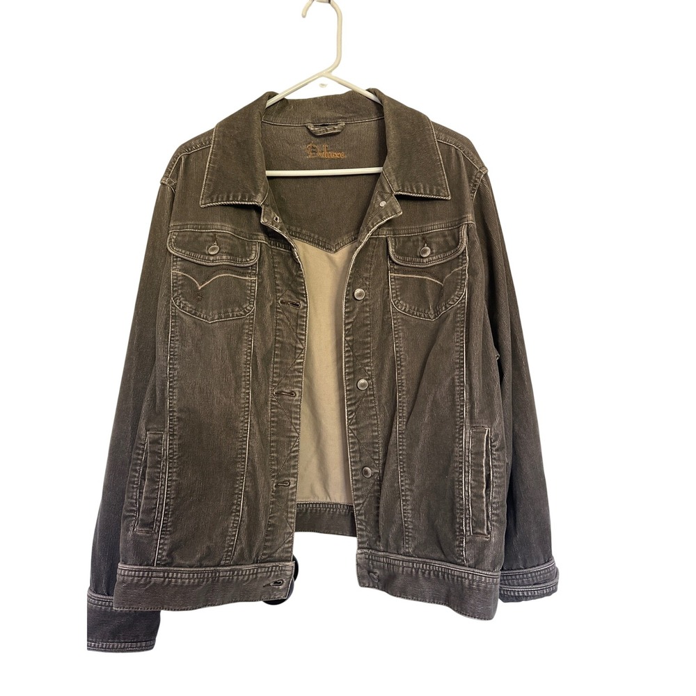 Deluxe LA Blues Corduroy Trucker Jacket Womens 18/20W Brown Olive Soft Stretch